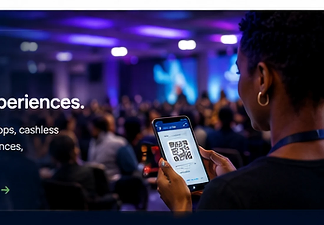 Conference attendee using a mobile digital pass during a live event